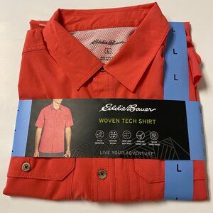 Eddie Bauer Mens Woven Tech Shirt L  Short Sleeve Breathable &‎ Quick-Dry